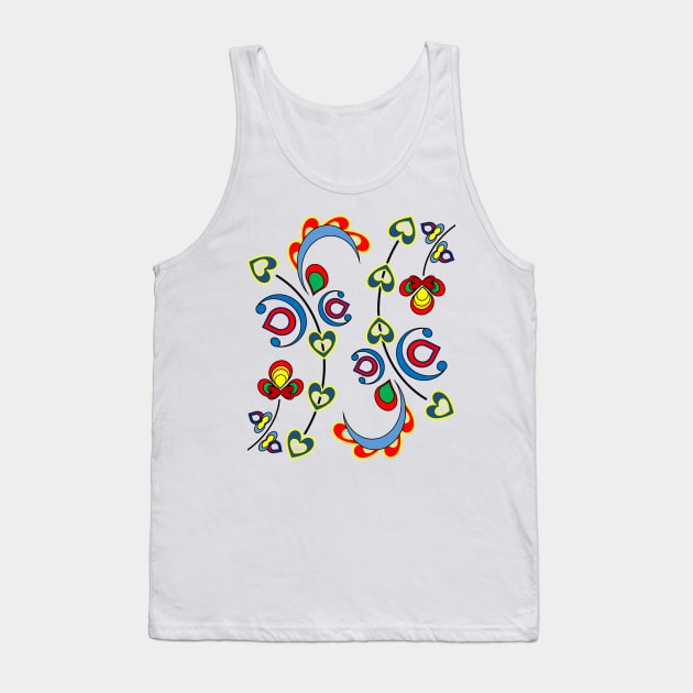 Modern Norwegian Rosemaling Design Tank Top by ztrnorge